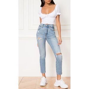 Levis 501 Skinny Jeans Womens 26x28 Medium Wash High Rise Distressed 295020034